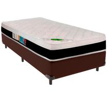 Cama Box Solteiro e Colchão Roma Molas Ensacadas Luckspuma Marrom Cama Box Solteiro e Colchão Roma Molas Ensacadas Luckspuma Marrom