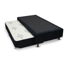 Cama Box SOLTEIRO Flora Suede Preto Bicama - 096x203