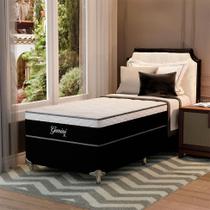 Cama Box Solteiro Gemini II com Colchão Solteiro Molas Ensacadas Grafite e Branca