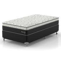 Cama Box Solteiro King Amarilis com Colchão D33 Preta e Branca