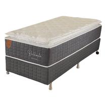 Cama Box Solteiro King (Box + Colchão) 96x203x67 Brilhante Prorelax Molas Ensacadas Pillow Top - Cinza
