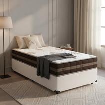 Cama Box Solteiro King Branca Colchão De Molas DAngelis Classic Superlastic 96x203x55cm