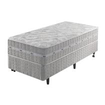 Cama Box Solteiro King Cinza + Colchão Molas Ensacadas Alabama 96x203x61cm