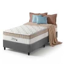 Cama Box Solteiro King Cinza + Colchão Molas Ensacadas Pillow In Zidi Houston 96x203x65cm
