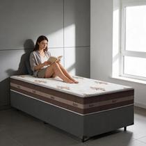 Cama Box Solteiro King Preto Colchão De Molas DAngelis Classic Superlastic 96x203x47cm Cama Box Solteiro King Preto Colchão De Molas DAngelis Classic Superlastic 96x203x47cm
