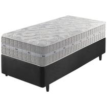 Cama Box Solteiro King Preto + Colchão Molas Ensacadas Alabama 96x203x61cm - Zidi