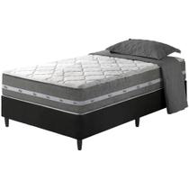 Cama Box Solteiro King Preto + Colchão Molas Ensacadas Miami 96x203x59cm