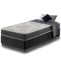 Cama Box Solteiro King Preto + Colchão San Francisco Ortopédico Espuma D33 96x203x54cm