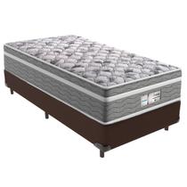 Cama Box Solteiro Marrom + Colchão Evolution Molas Probel