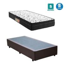 Cama box solteiro marrom + colchão mola ensacada