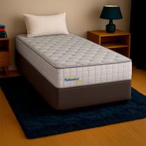 Cama Box Solteiro Marrom+Colchão Supreme Molas E PoliConfort