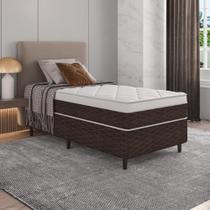 Cama Box Solteiro Marrom E Colchão Solteiro Molas Ensacadas Individualmente 88x188x62 Euro Pillow Karina Umaflex