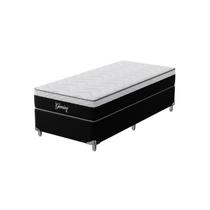 Cama Box Solteiro Molas Ensacadas Gemini 78x188x68 Branco/Preto Cama Box Solteiro Molas Ensacadas Gemini 78x188x68 Branco/Preto