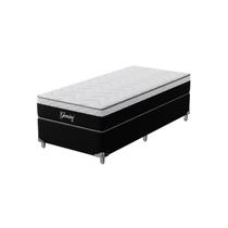 Cama Box Solteiro Molas Ensacadas Gemini 78x188x68 Montreal Branco/Preto Cama Box Solteiro Molas Ensacadas Gemini 78x188x68 Montreal Branco/Preto