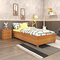 Cama Box Solteiro Mônaco e Mesa de Cabeceira Veronna TCIL Móveis Bege/Cinamomo Cama Box Solteiro Mônaco e Mesa de Cabeceira Veronna TCIL Móveis Bege/Cinamomo