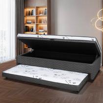 Cama Box Solteiro Ortopédica Conjugada Baú com Cama Auxiliar 88cm X 51cm D28 Laura RBF