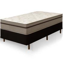 Cama Box Solteiro Preta Colchão Bariloche Tabaco Molas Ensacadas One Face 88x188x63cm