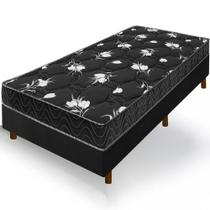 Cama Box Solteiro Preta Colchão Castelar Espuma D33 Bordado 88x188x51cm Cama Box Solteiro Preta Colchão Castelar Espuma D33 Bordado 88x188x51cm