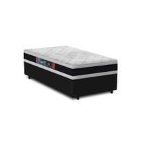 Cama Box Solteiro Preta + Colchão De Espuma D45 - Castor - Black White Double Face - 88x188x62cm