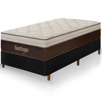 Cama Box Solteiro Preta Colchão Santiago Molas Ensacadas Pillow Paparazzi 88x188x75cm Macio