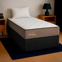 Cama Box Solteiro Preto+Colchão Cambridge D33 PoliConfort