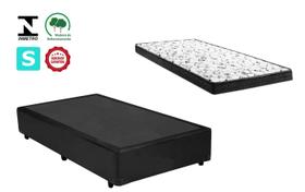 Cama Box Solteiro Preto + Colchão Espuma D28 88x188x14 - Mestre dos Colchões