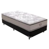 Cama Box Solteiro Preto e Colchão Four Season Molas V-Tech