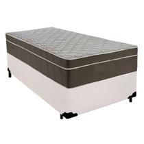 Cama Box Solteiro Sintético + Colchão De Molas Ensacadas - Serene - 88cm Branco