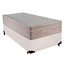 Cama Box Solteiro Sintético + Colchão De Molas Ensacadas - Serene - 88cm Branco Cama Box Solteiro Sintético + Colchão De Molas Ensacadas - Serene - 88cm Branco