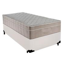 Cama Box Solteiro Sintético + Colchão De Molas Ensacadas - SerenePrime - 88cm Branco Cama Box Solteiro Sintético + Colchão De Molas Ensacadas - SerenePrime - 88cm Branco