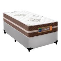 Cama Box Solteiro Sintético + Colchão Molas Ensacadas Texas Prime Colchões 88cm Branco Cama Box Solteiro Sintético + Colchão Molas Ensacadas Texas Prime Colchões 88cm Branco