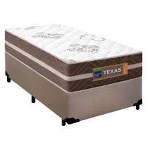 Cama Box Solteiro Sintético + Colchão Molas Ensacadas Texas Prime Colchões 88cm Cor:Bege