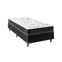 Cama Box Solteiro Sintético Preto com Colchão de Espuma Semi Ortopédica Extra Firme Resistente Preto 88x188x52cm Suporta 80kg Cama Box Solteiro Sintético Preto com Colchão de Espuma Semi Ortopédica Extra Firme Resistente Preto 88x188x52cm Suporta 80kg