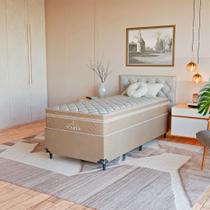 Cama Box Solteiro Suede Bege + Colchão Paris Molas Ensacadas Cama Box Solteiro Suede Bege + Colchão Paris Molas Ensacadas