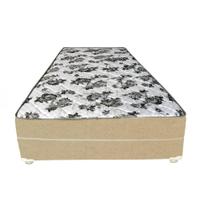 Cama Box Solteiro Suede Bege + Colchão Solteiro Suede Bege Orto Molas Bonnel 88x188x55