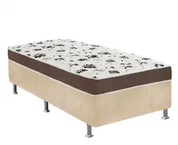Cama Box Solteiro Suede Bege + Colchão Solteiro Suede Marrom Orto Molas Bonnel 88x188x55 Cama Box Solteiro Suede Bege + Colchão Solteiro Suede Marrom Orto Molas Bonnel 88x188x55