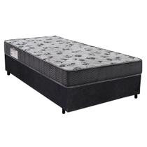 Cama Box Solteiro Suede + Colchão De Espuma D33 - SerenePrime - 88cm Preto
