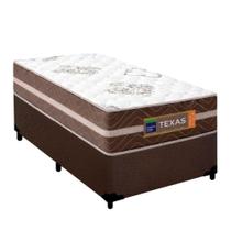 Cama Box Solteiro Suede + Colchão Molas Ensacadas Texas Prime Colchões 88x188x64cm Marrom Cama Box Solteiro Suede + Colchão Molas Ensacadas Texas Prime Colchões 88x188x64cm Marrom
