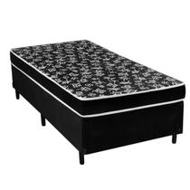 Cama Box Solteiro Suede Preto + Colchão Espuma D33 Preto Oriental Bueno Sono (54x78x188)