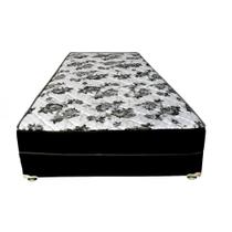 Cama Box Solteiro Suede Preto + Colchão Solteiro Suede Preto Orto Molas Bonnel 88x188x55