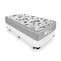 Cama Box Solteiro Tecido Sintético Branco com Colchão De Molas Ensacadas - Probel Evolution