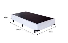 Cama Box Solteiro - Tecido Sintético Branco com Colchão Extra Firme D28 - Suporta 80Kg