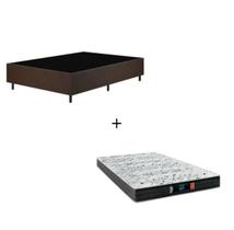 Cama Box Solteiro - Tecido Sintético Marrom com Colchão Extra Firme D28 - Suporta 80Kg