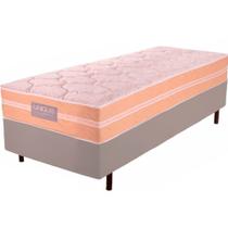 Cama Box Solteiro Unique Strong em molas ensacadas individualmente altura de 63 cm largura de 88 cm Bege