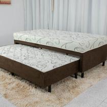 Cama Box Sonho Bom Solteiro Com Auxiliar Marrom 88x188x50 - Nosso Sonho Cama Box Sonho Bom Solteiro Com Auxiliar Marrom 88x188x50 - Nosso Sonho