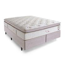 Cama Box Suede Queen, Molas Ensacadas Herval Channel Bambu, 72x158x198 cm, Branco e Bege Cama Box Suede Queen, Molas Ensacadas Herval Channel Bambu, 72x158x198 cm, Branco e Bege