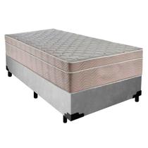 Cama Box Suede Solteiro + Colchão Serene Molas Ensacadas 88x188x65 Cinza Cama Box Suede Solteiro + Colchão Serene Molas Ensacadas 88x188x65 Cinza