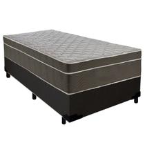 Cama Box Suede Solteiro + Colchão SerenePrime Molas Ensacadas 88x188x65 Preto