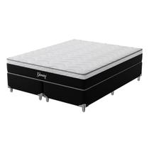 Cama Box Super King Molas Ensacadas Gemini 193x203x68 Montreal Branco/Preto Cama Box Super King Molas Ensacadas Gemini 193x203x68 Montreal Branco/Preto