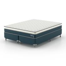 Cama Box Super King Safira Molas Ensacadas 193x203x63 Montreal Azul
